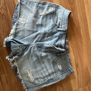 AERIE Distressed Light Blue Denim Shorts